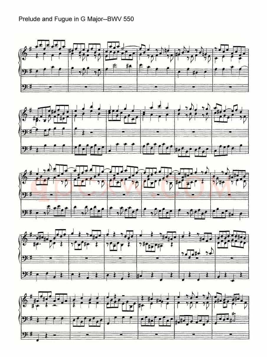 Prelude and Fugue in G Major--BWV 550(管风琴谱)