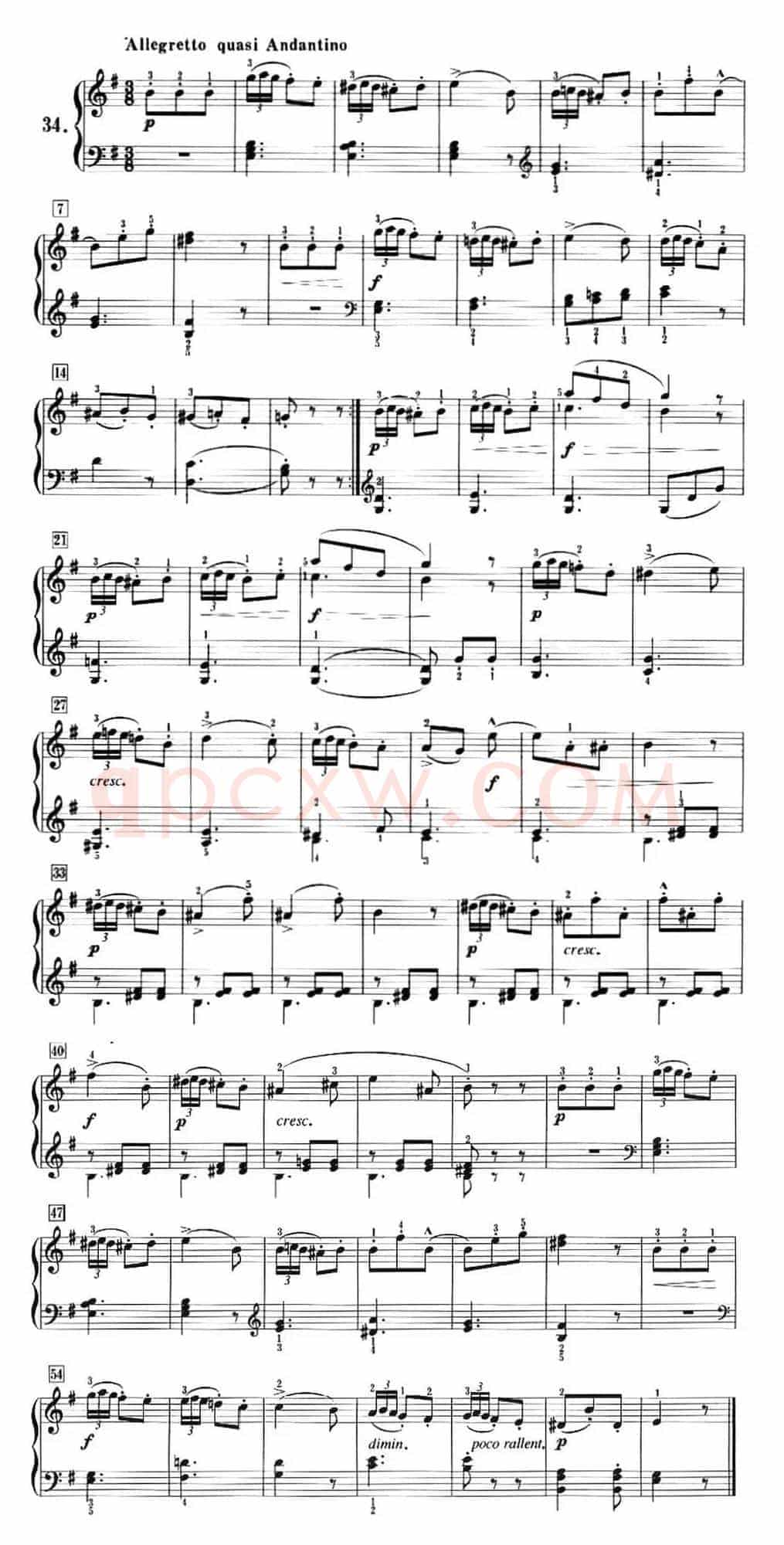 50首莱蒙钢琴练习曲 作品37（NO.34）