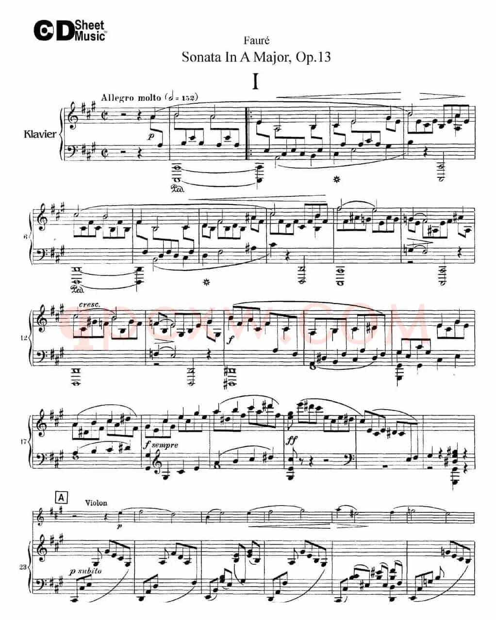 Violin Sonata No.1 Op.13（小提琴+钢琴伴奏）