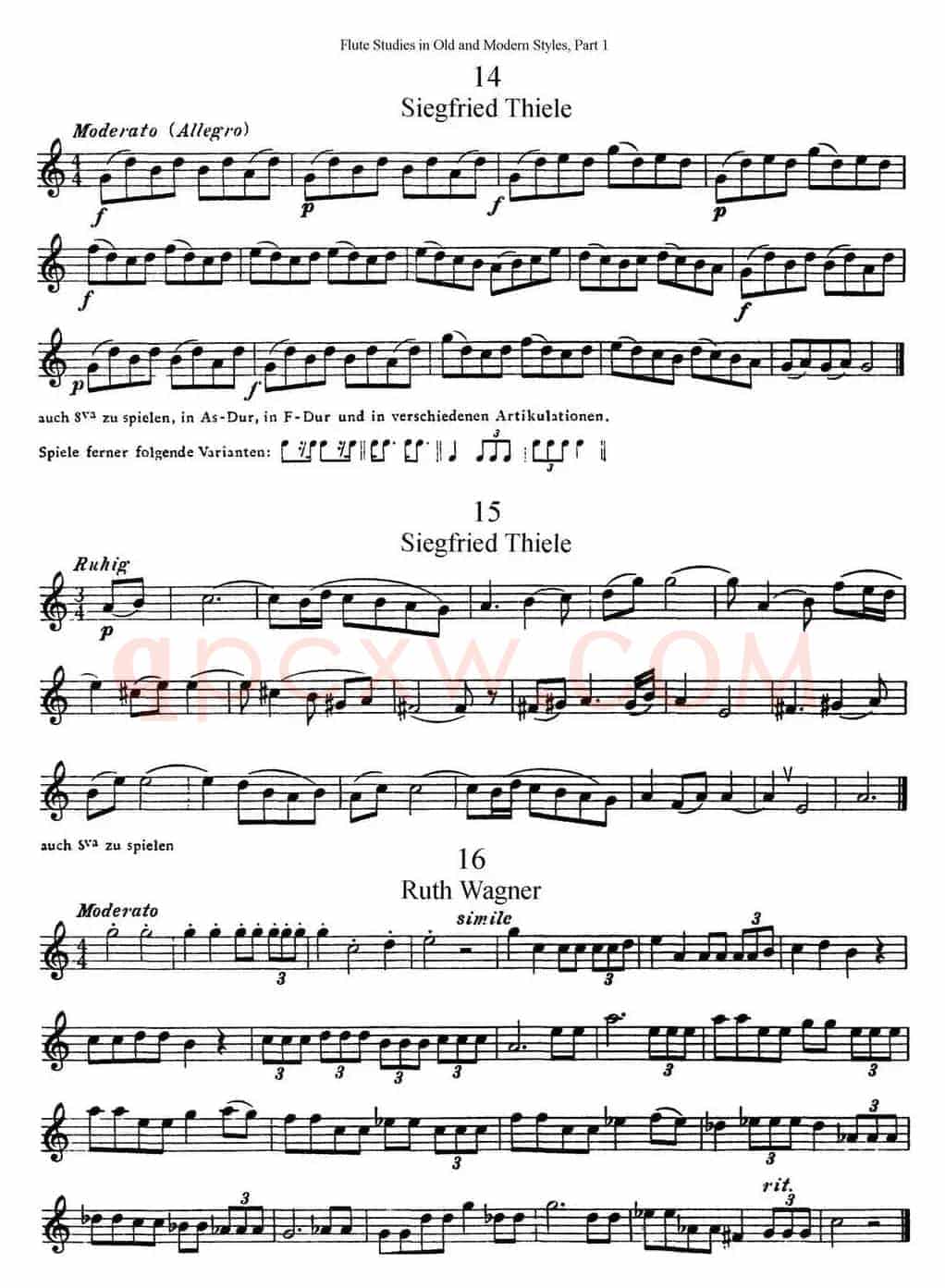 斯勒新老风格长笛练习重奏曲（第一部分）（NO.14-NO.16）