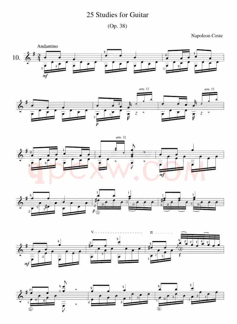 Napoleon Coste《25 Studies,Op.38》（STUDY 10）