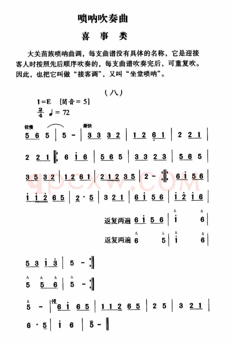 大关苗族唢呐吹奏曲调：喜事类（八）