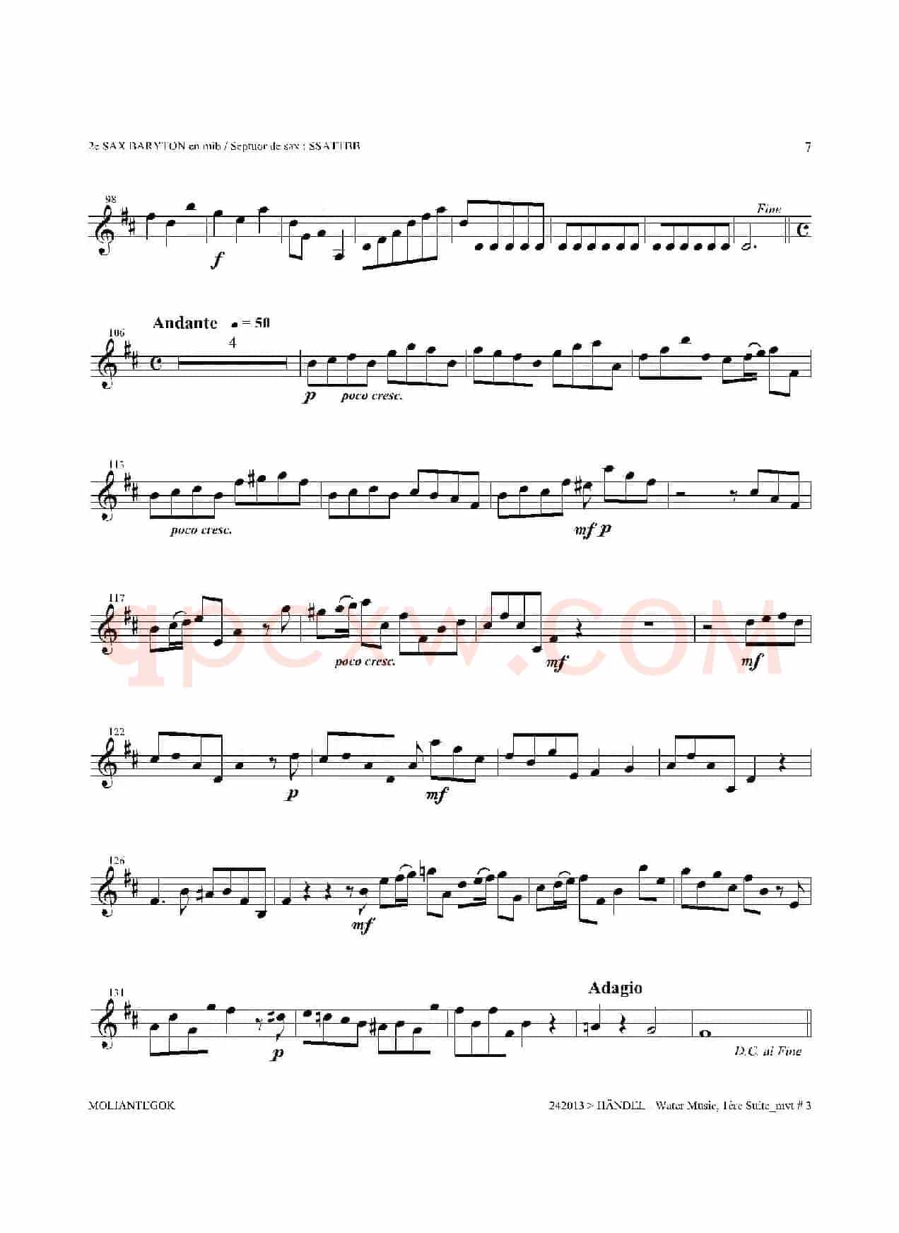 Water Music（HWV.348 No.1）（第二上低音萨克斯）