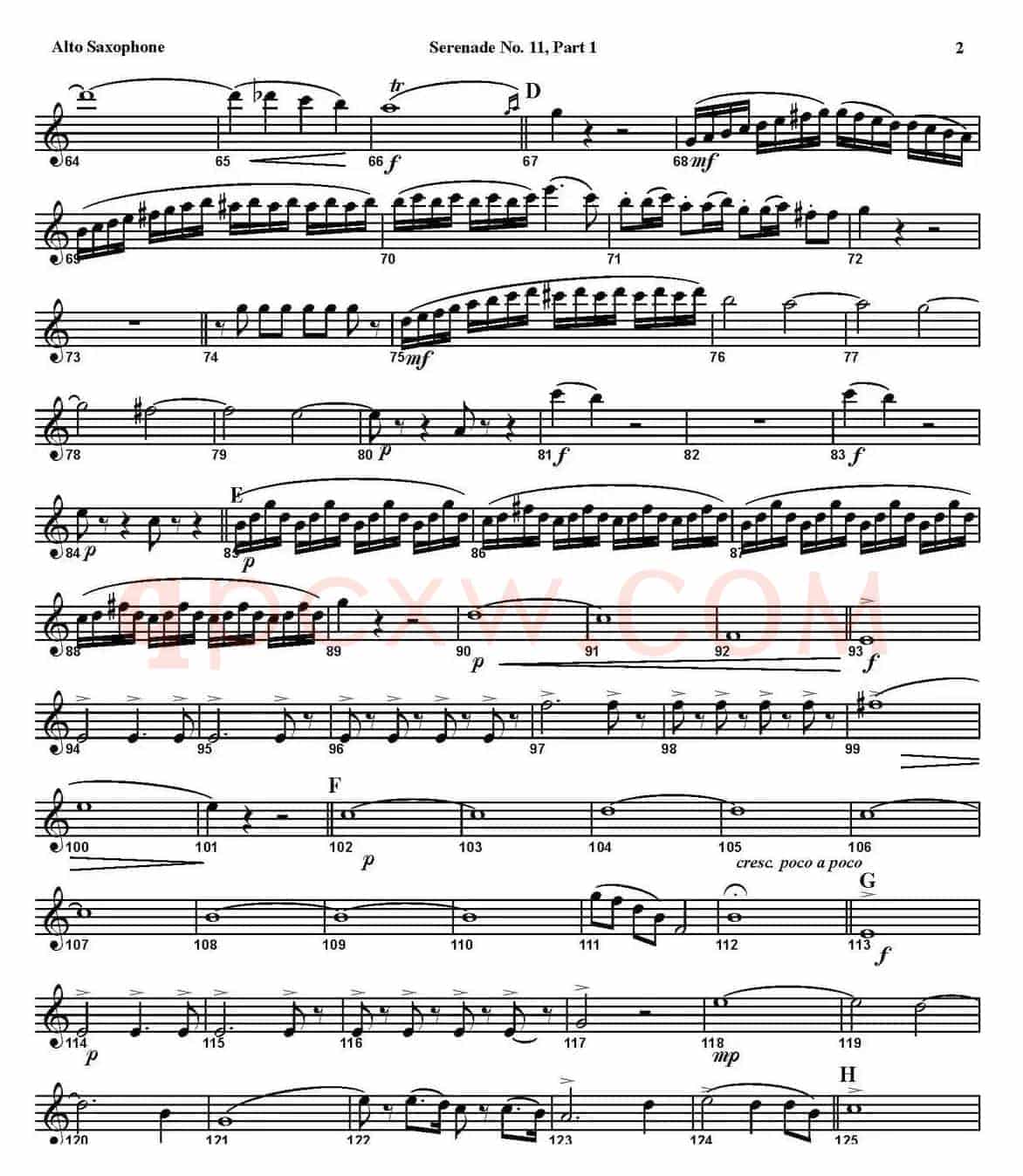 SERENADE No.11 in Eb，K.375 Part 1（四重奏·中音萨克斯分谱）