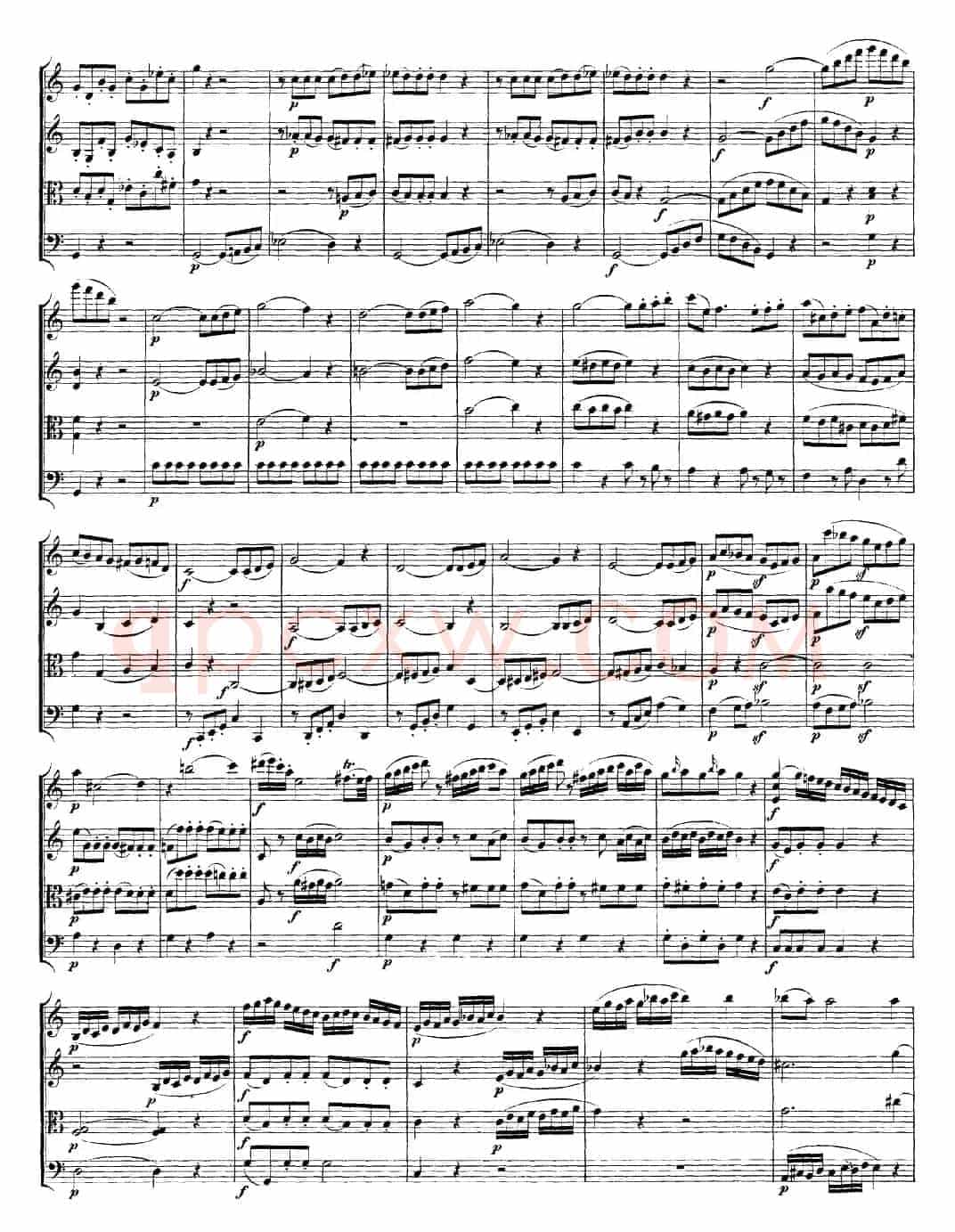 Mozart《Quartet No.19 in C Major,K.465》（总谱）