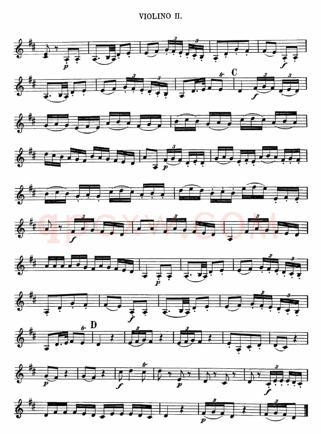 Mozart《Quartet No.13 in D Minor,K.173》（Violin 2分谱）