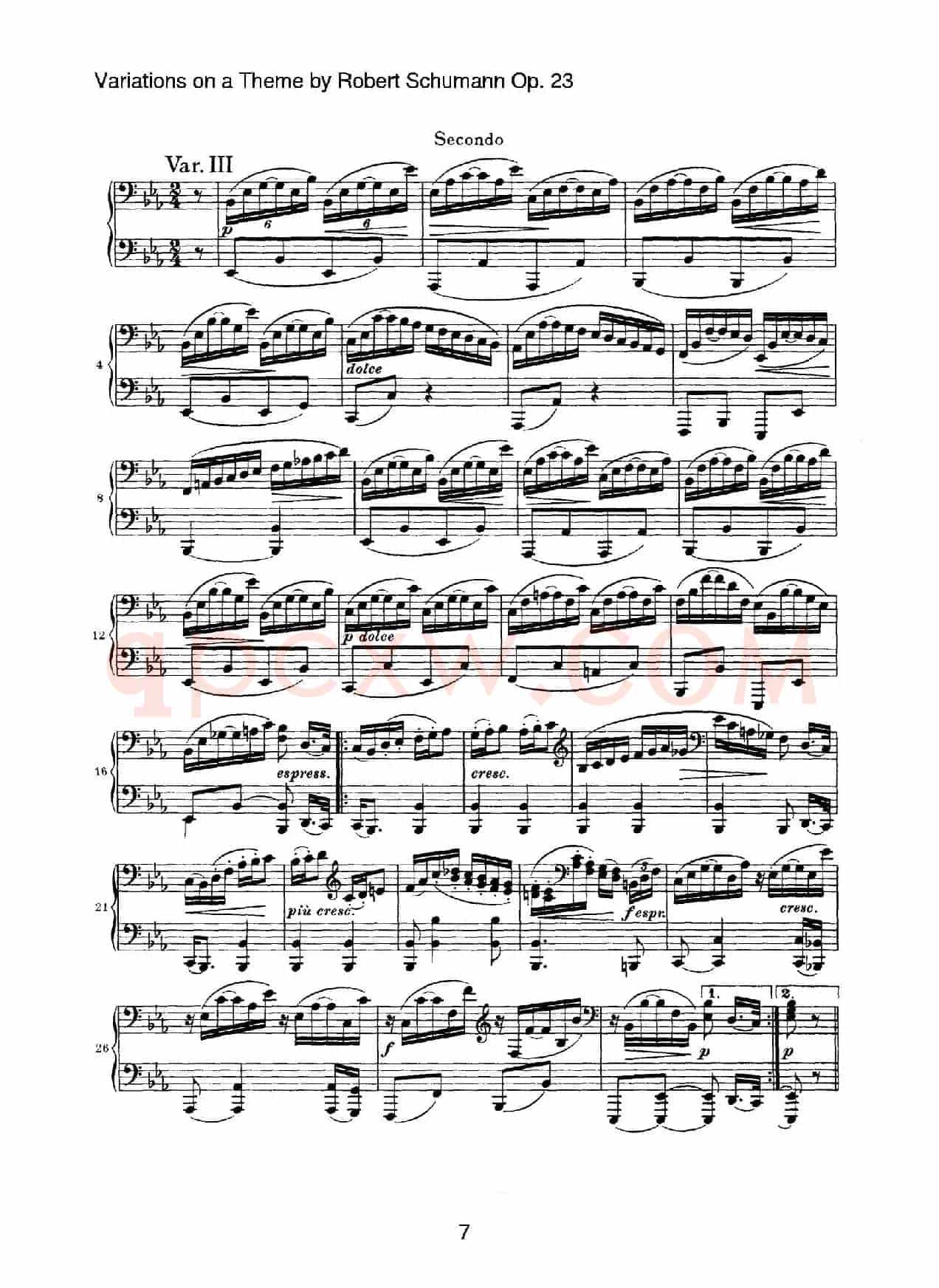 Variations on a Theme by Robert Schumann Op.23(舒曼主题变奏曲)(四手联弹)