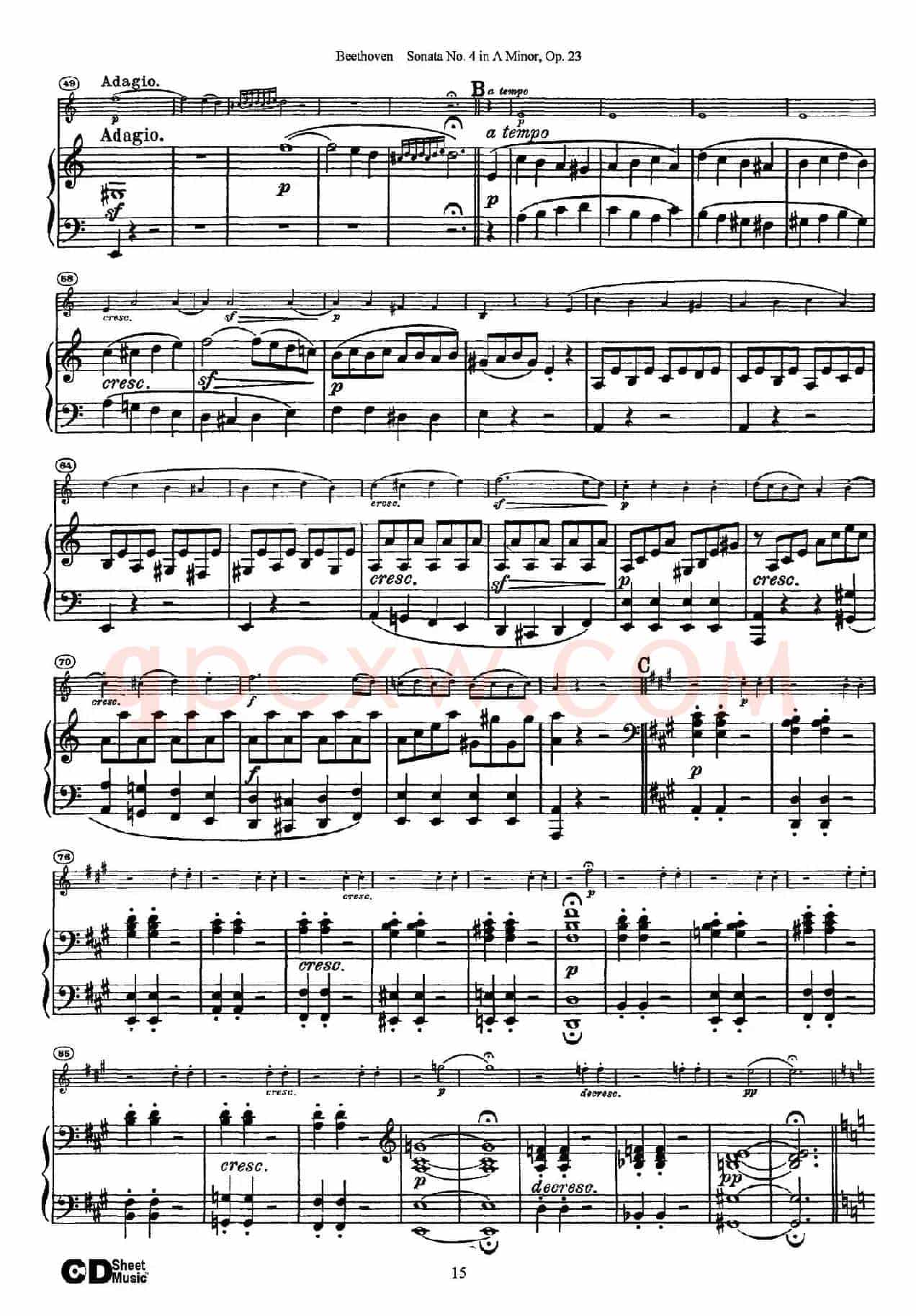 A小调第四小提琴奏鸣曲（Sonata No.4 in A Minor Op.23）（小提琴+钢琴伴奏）