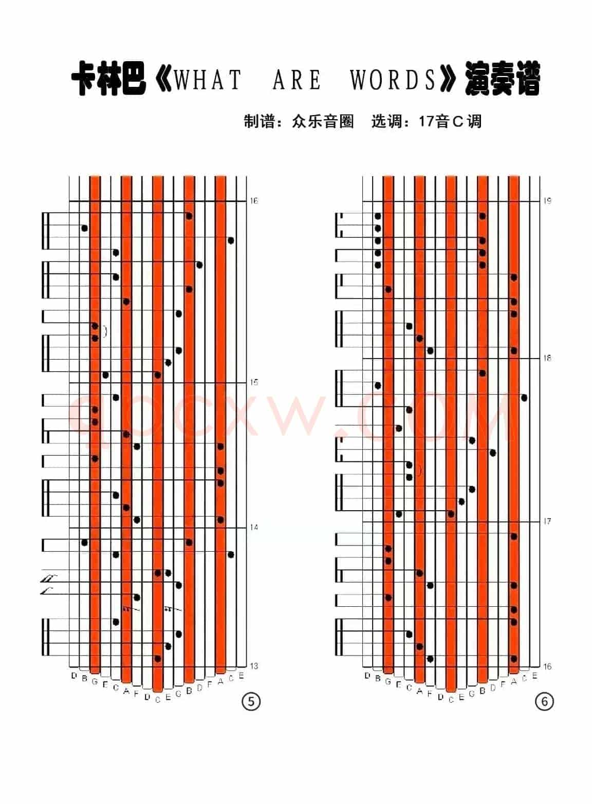 what are words（拇指琴卡林巴琴演奏谱）
