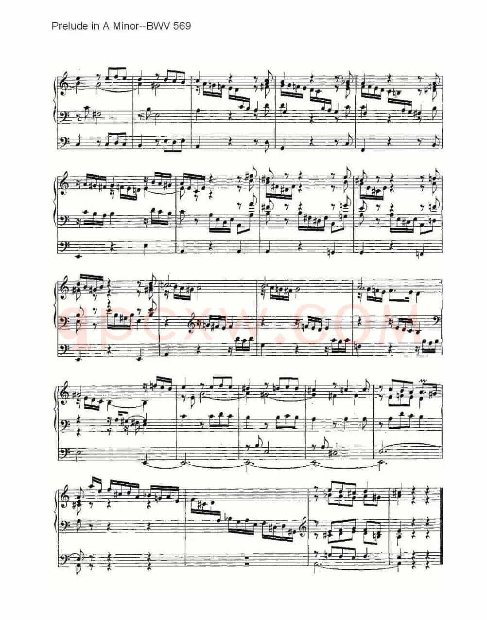 Prelude in A Minor--BWV 569 (管风琴谱)