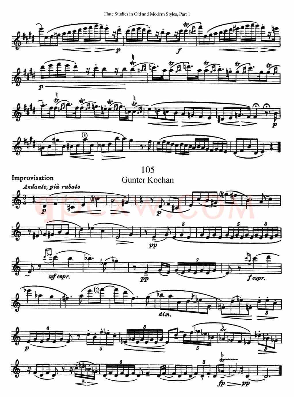 斯勒新老风格长笛练习重奏曲（第一部分）（NO.104-NO.105）