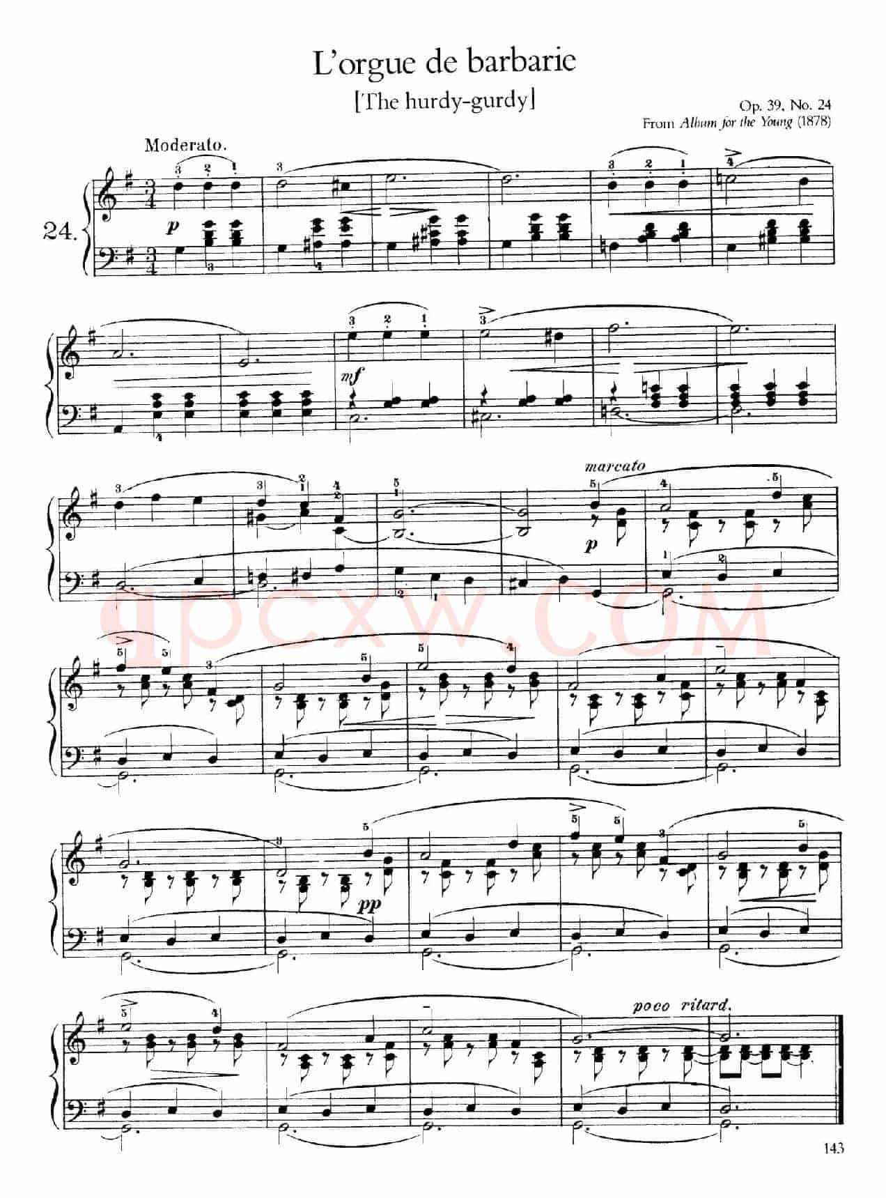 Album for the Young Op.39(儿童钢琴曲集)(24. 手风琴 The Hurdy-Gurdy )