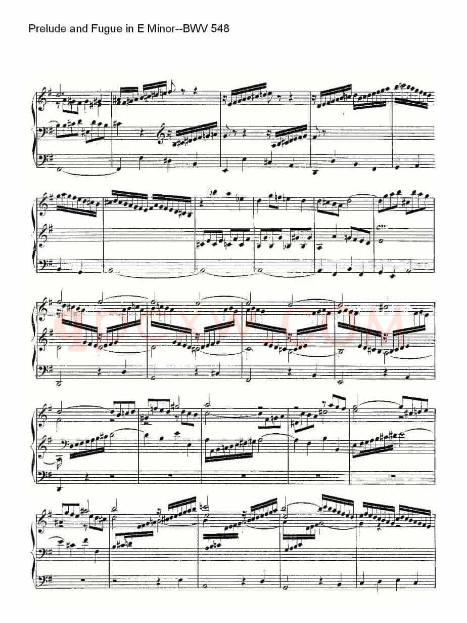 Prelude and Fugue in E Minor--BWV 548 (管风琴谱)