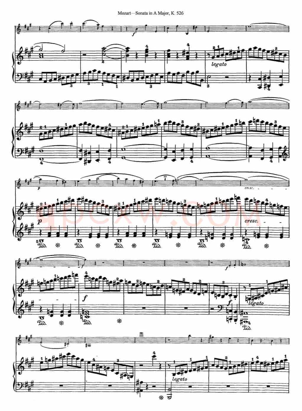 Violin Sonata in A Major K.526（小提琴+钢琴伴奏）