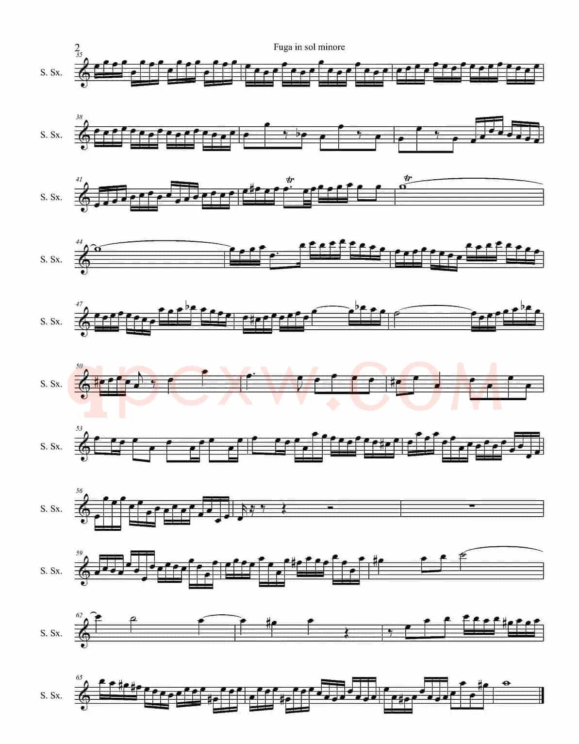 Fuga in sol minore （四重奏之高音萨克斯分谱）