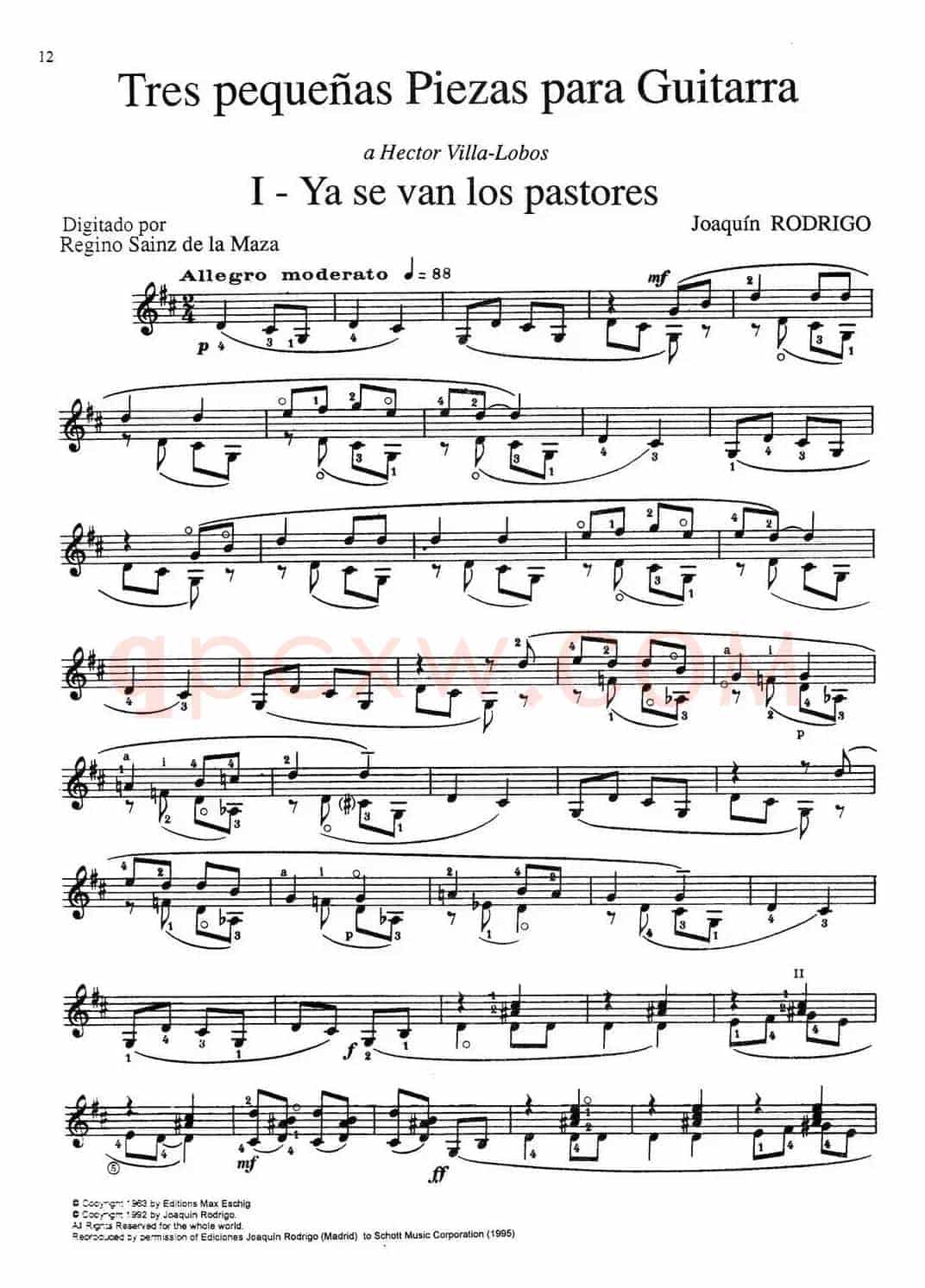 Joaquin Rodrigo Music for Guitar（罗德里戈吉他音乐P12-21）（古典吉他）