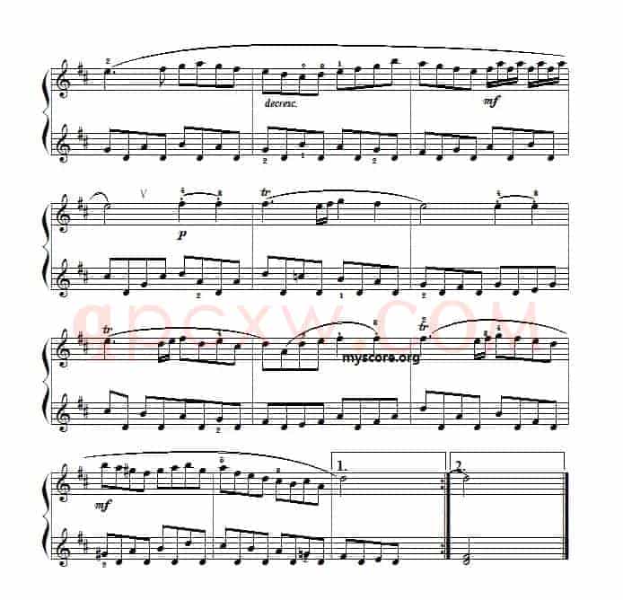 巴赫初级钢琴曲之十九:加伏特舞曲