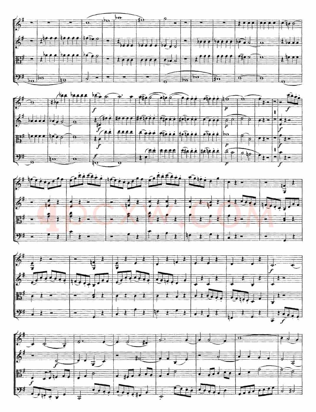 Mozart《Quartet No.14 in G Major,K.387》（总谱）