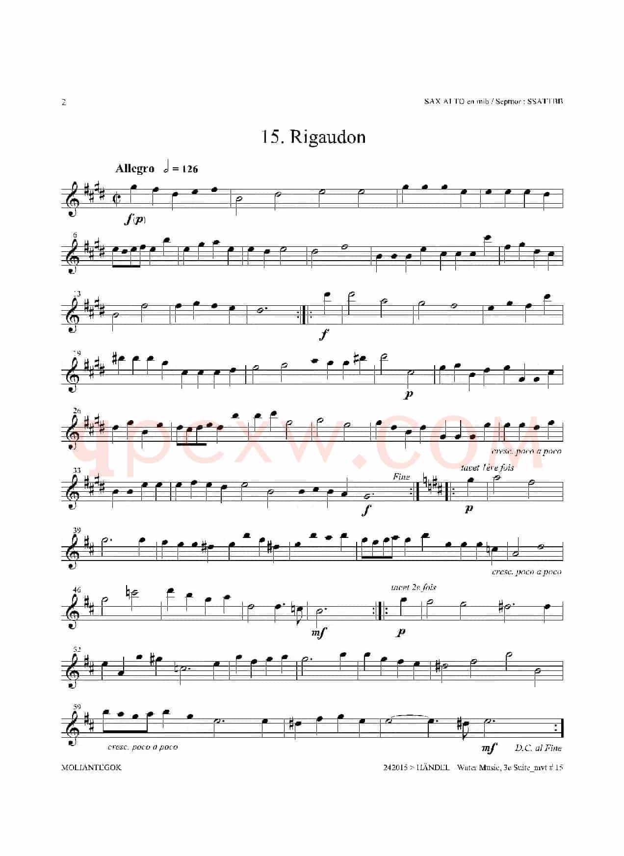 Water Music（HWV.350 No.3）（中音萨克斯）