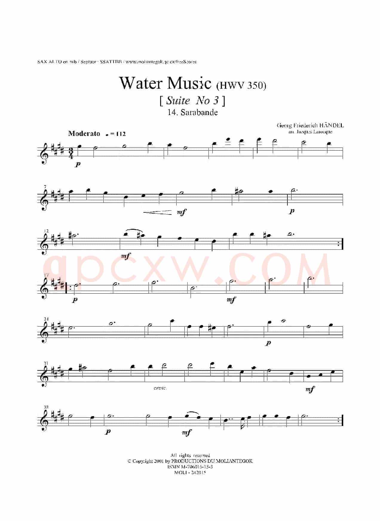 Water Music（HWV.350 No.3）（中音萨克斯）