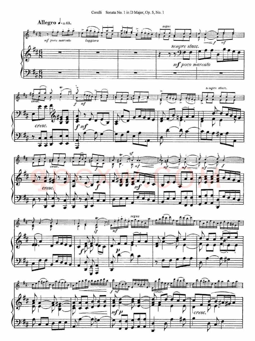 Sonata No.1 in D MajorOp.5 No.1（小提琴+钢琴伴奏）