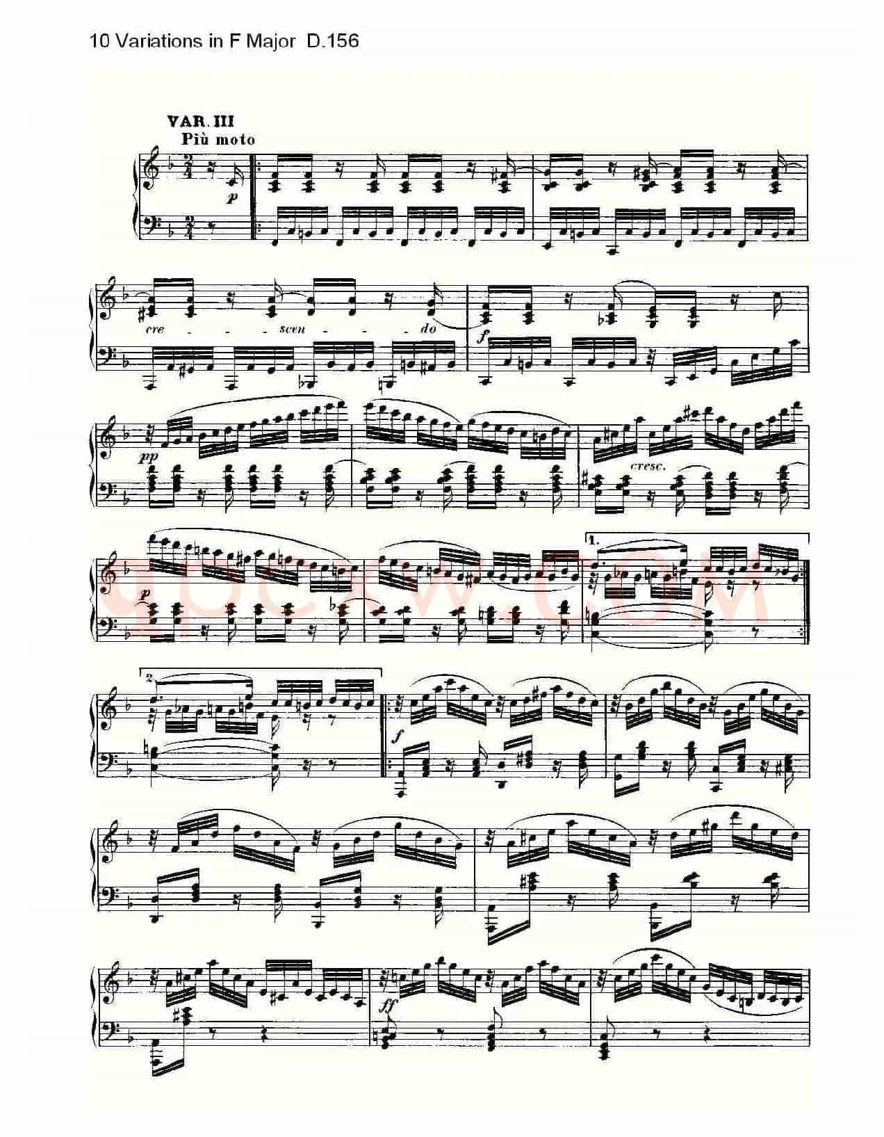 10 Variations in F Major D.156（F大调10变奏曲 D.156）
