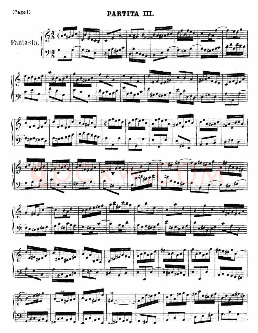 帕蒂塔6首德国组曲（No.3 a小调 巴赫 Partita a Minor BWV 827）