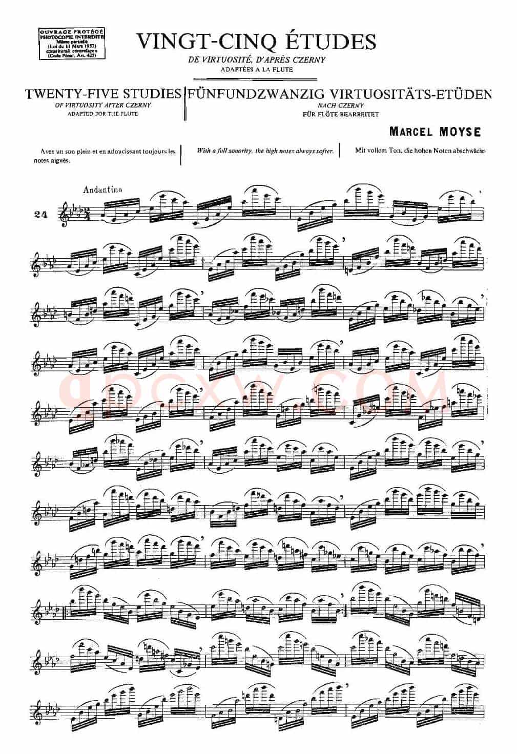 Moyse - 25 Studies after Czerny flute 之24（25首改编自车尔尼作品的练习曲）