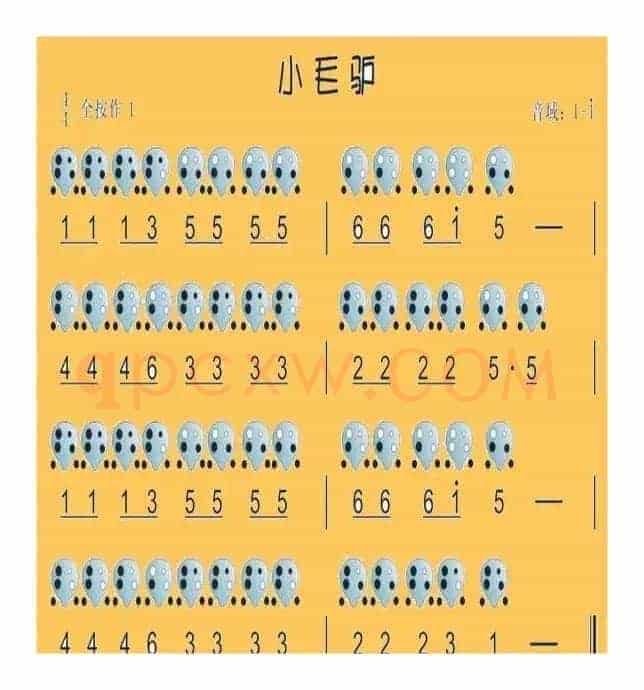 小毛驴（四孔陶笛谱）