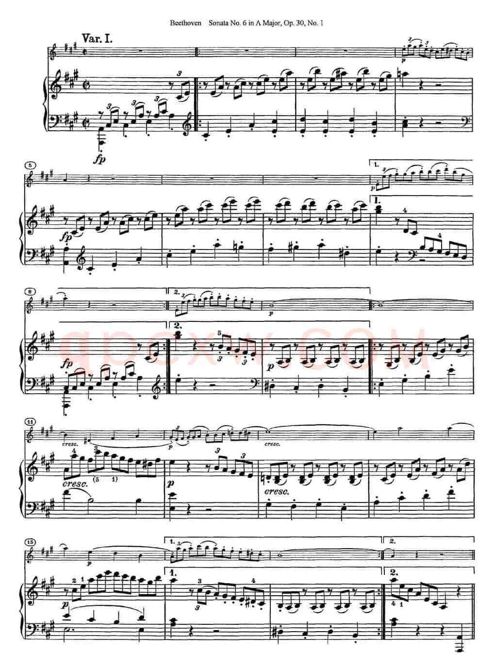 Violin Sonata No.6 in A Major Op.30 No.1（小提琴+钢琴伴奏）