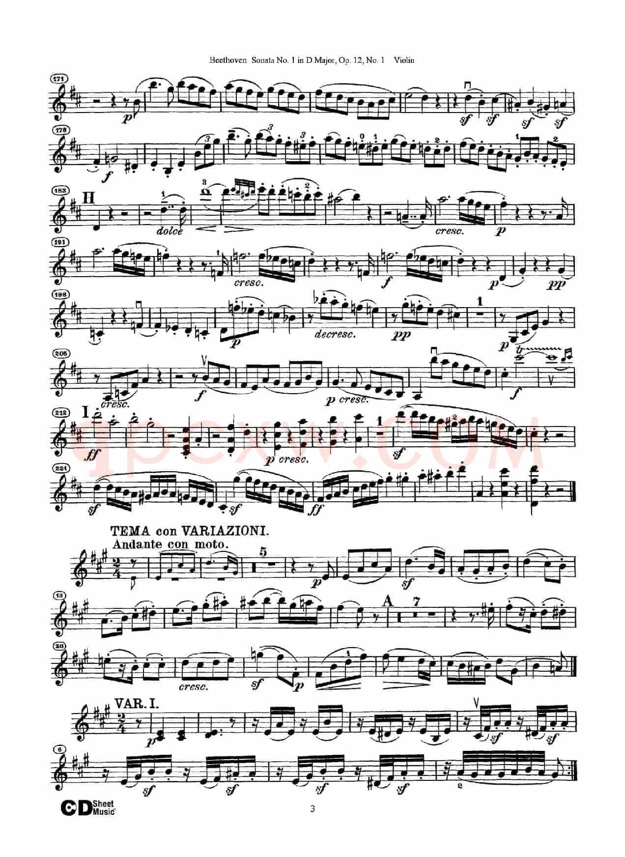 D大调第一小提琴奏鸣曲