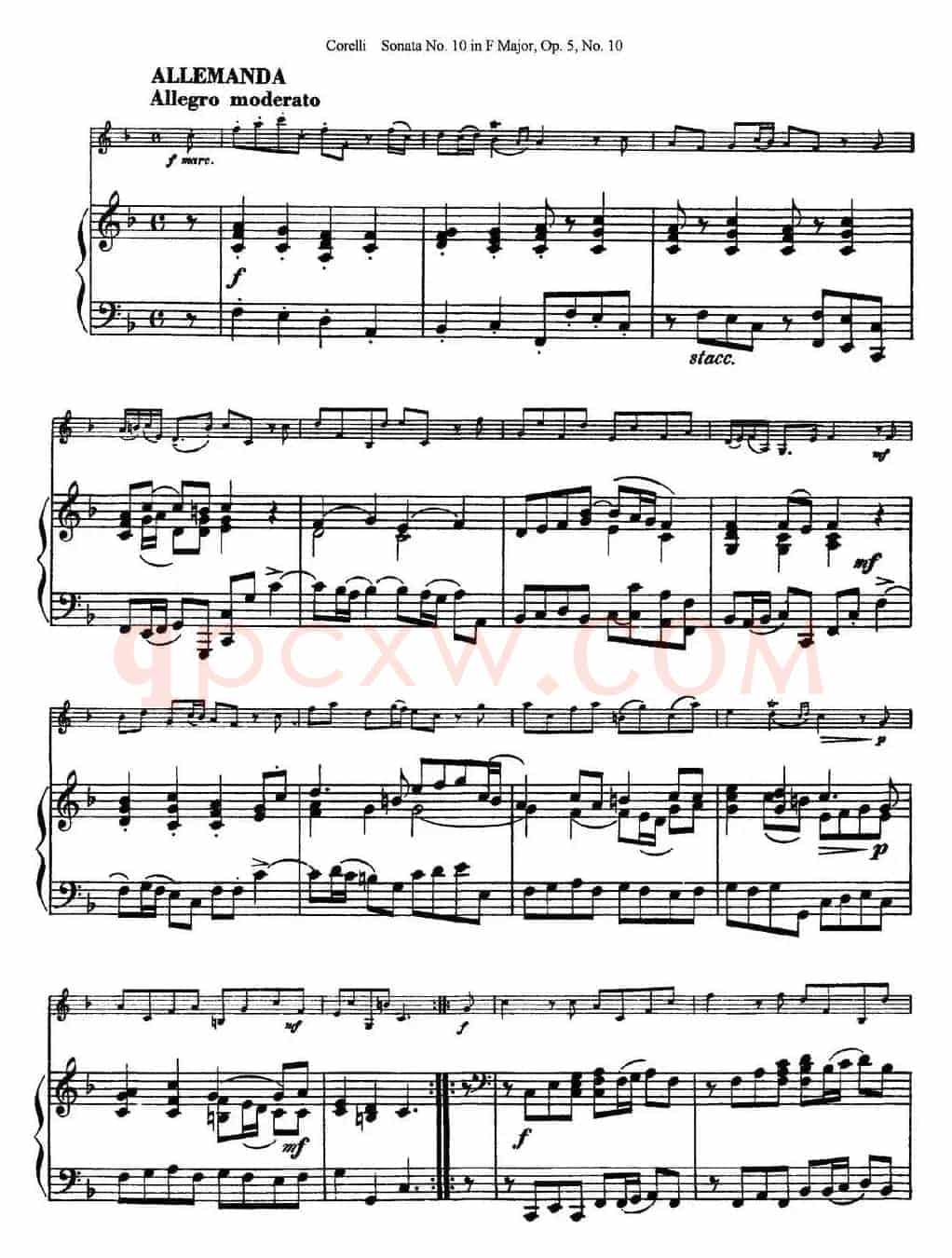 Sonata No.10 in F Major Op.5 No.10（小提琴+钢琴伴奏）
