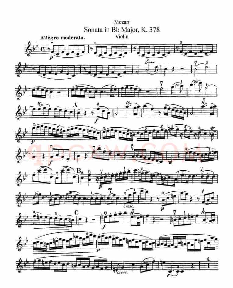 莫扎特小提琴奏鸣曲降B大调（k.378）