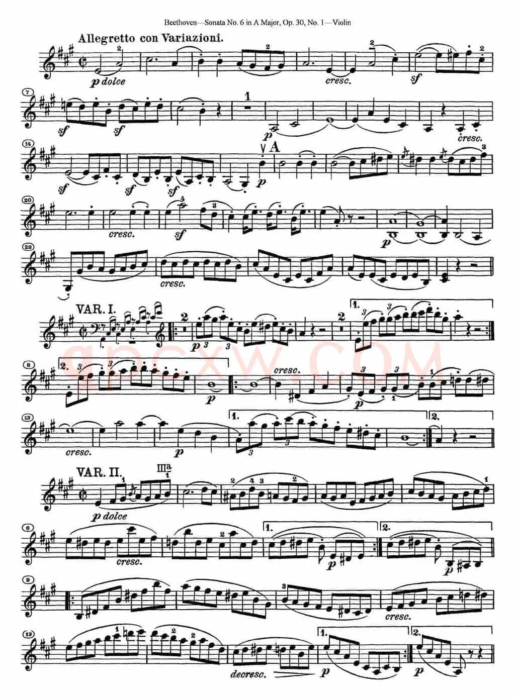Violin Sonata No.6 in A Major Op.30 No.1
