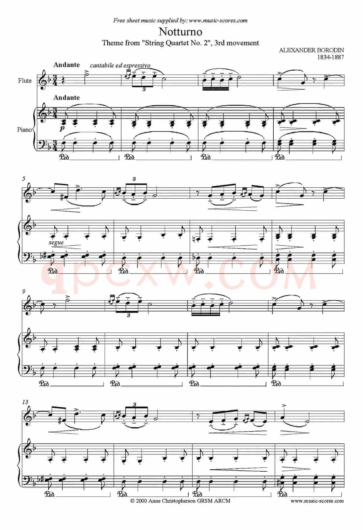 Notturno（Borodin作曲版）（长笛+钢琴伴奏）