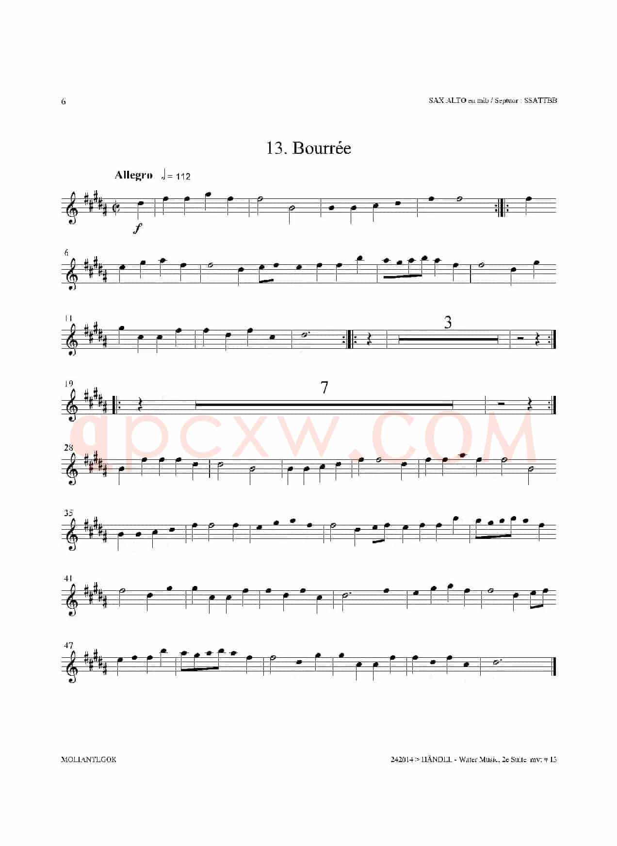 Water Music（HWV.349 No.2）（中音萨克斯）