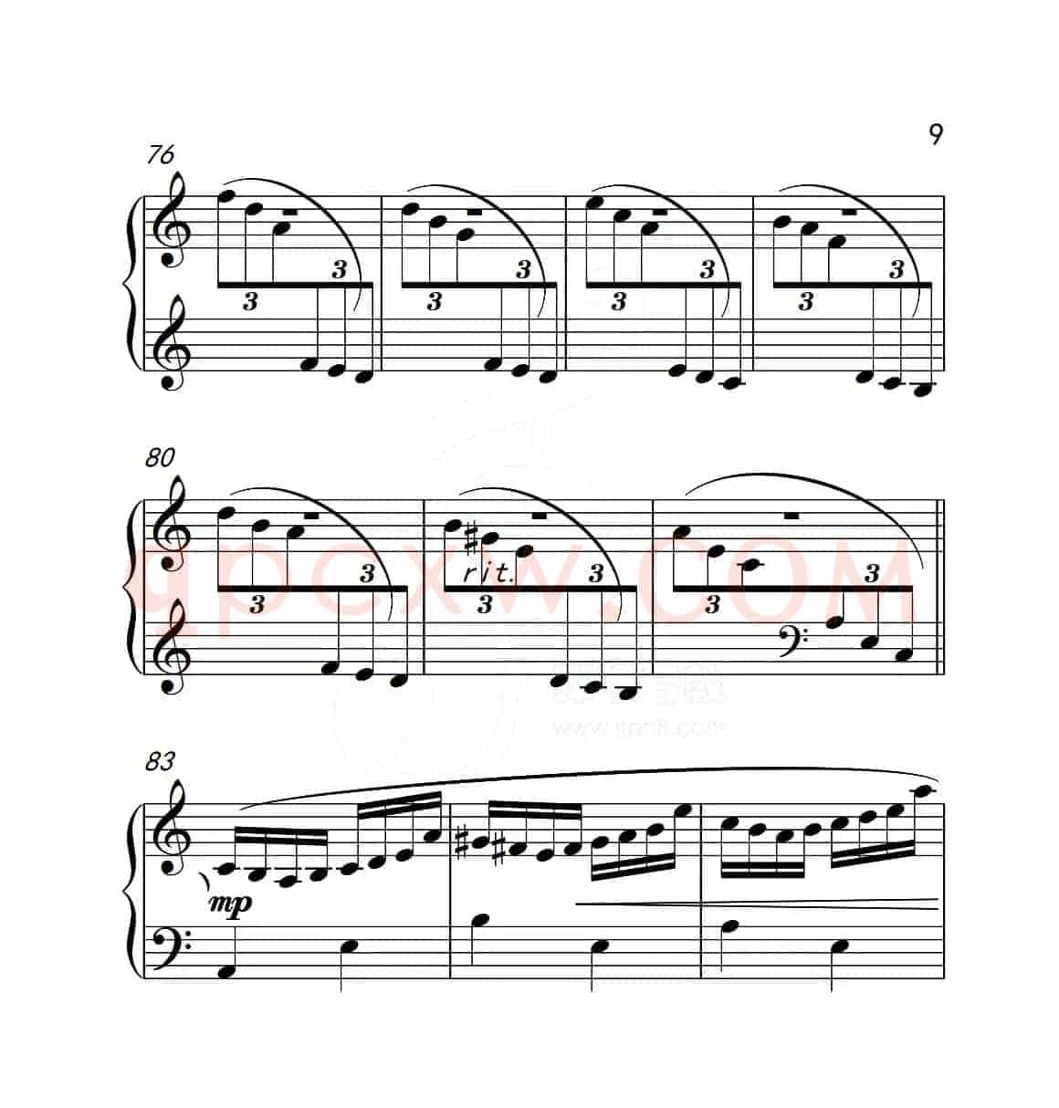 第五级A组 帕格尼尼主题变奏曲（选段）（中国音乐学院钢琴考级作品1~6级）