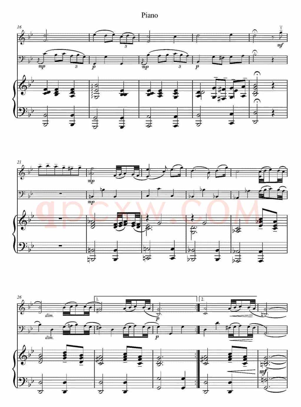 Adagio（小提琴+大提琴+钢琴伴奏、T.Albinoni作曲版）