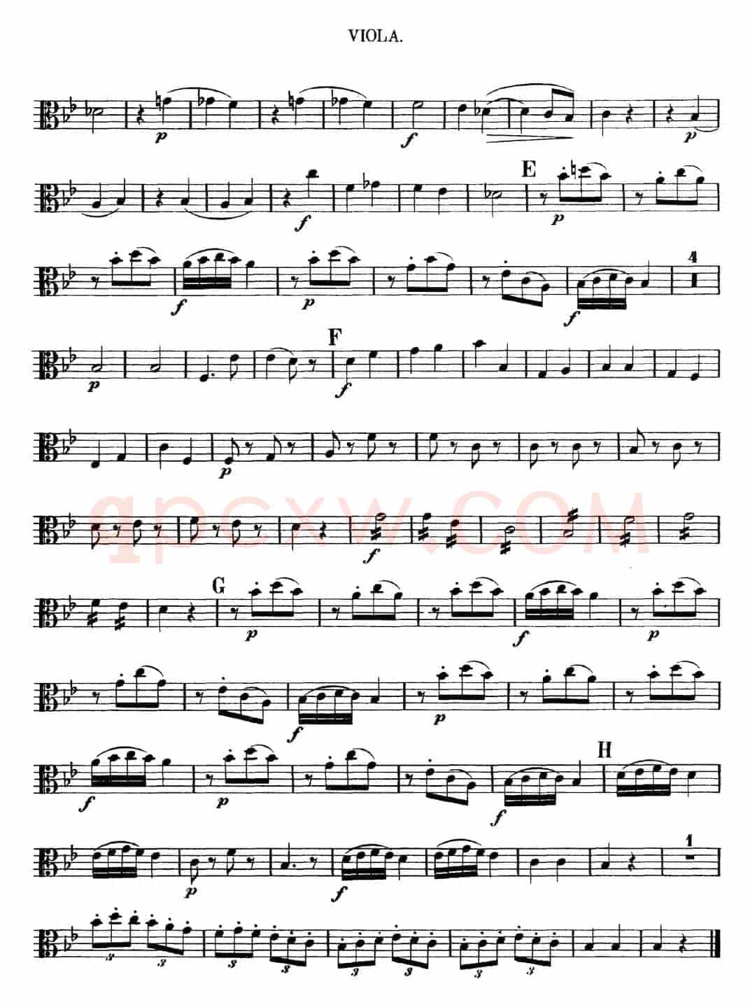 Mozart《Quartet No.6 in Bb Major,K.159》（Viola分谱）