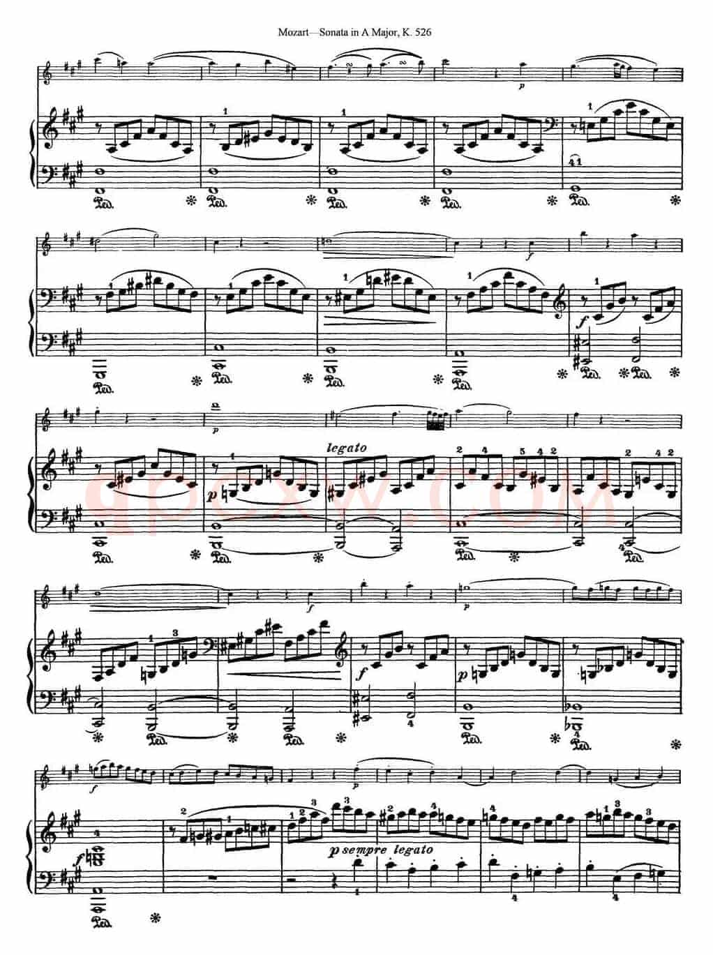 Violin Sonata in A Major K.526（小提琴+钢琴伴奏）