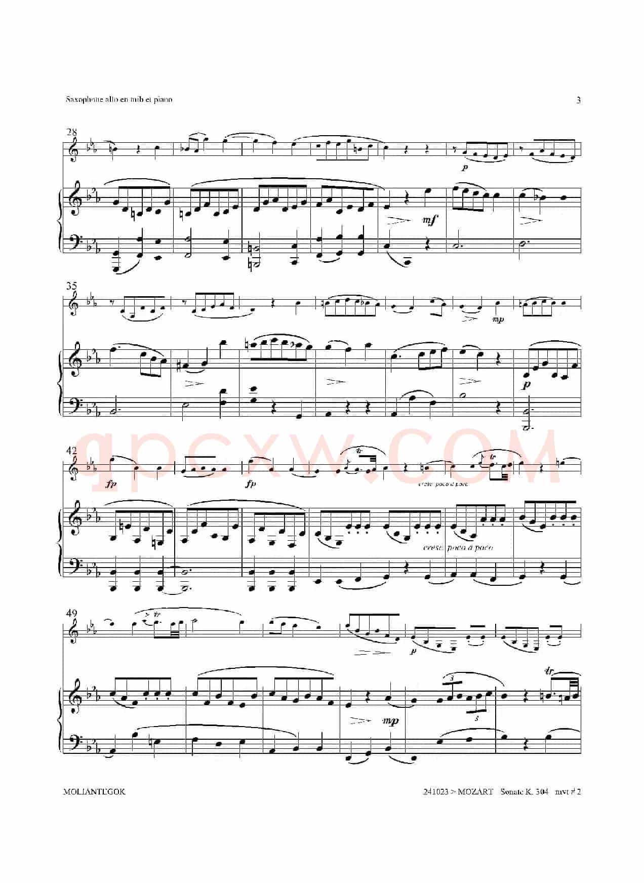 奏鸣曲 Op.304（中音萨克斯+钢琴伴奏）