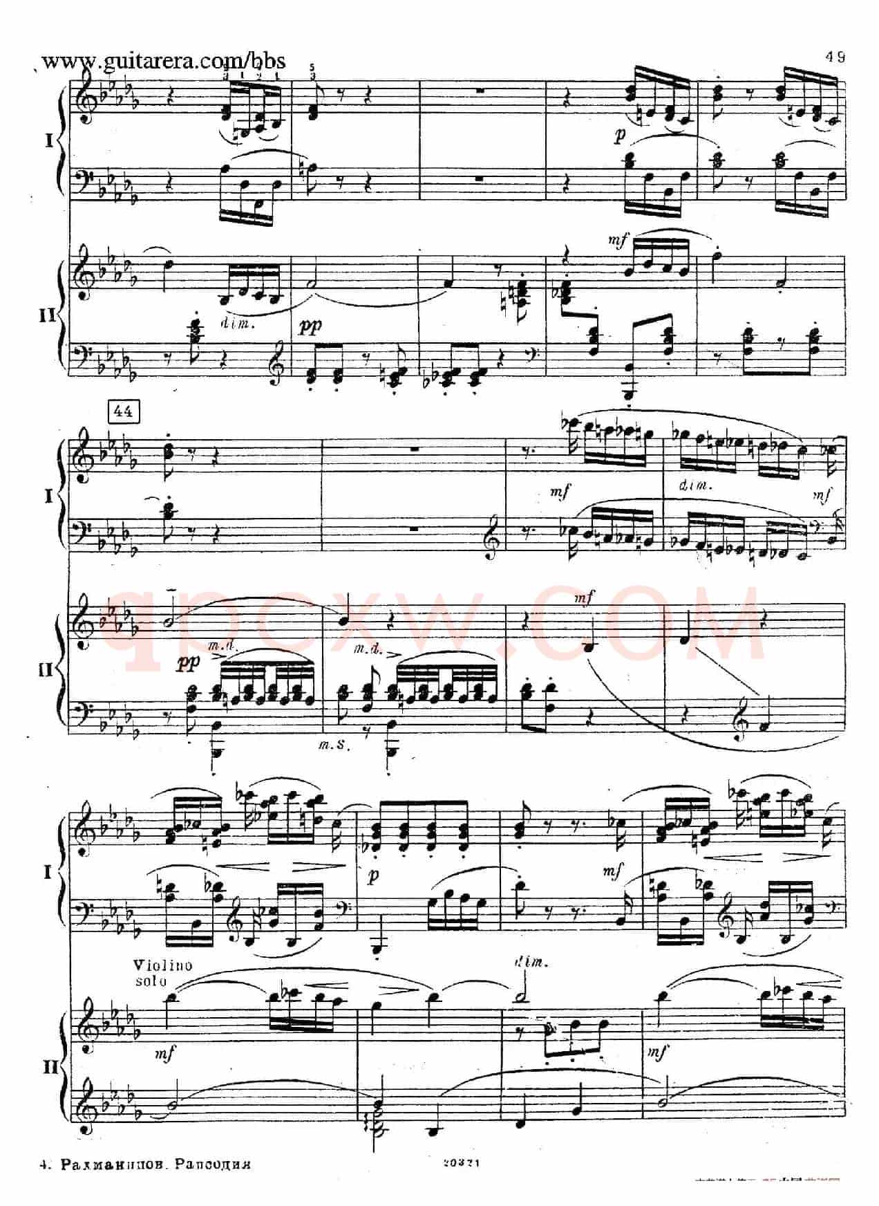Rhapsody On A Theme Of Paganini Op.43(帕格尼尼主题狂想曲·双钢琴)(P41——60)