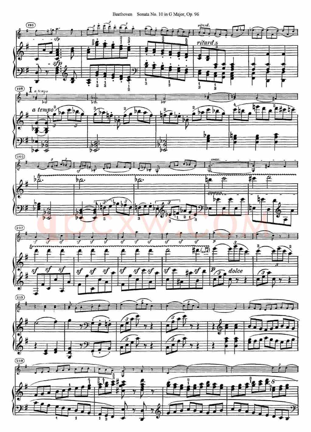 Violin Sonata No.10 in G Major Op.96（小提琴+钢琴伴奏）