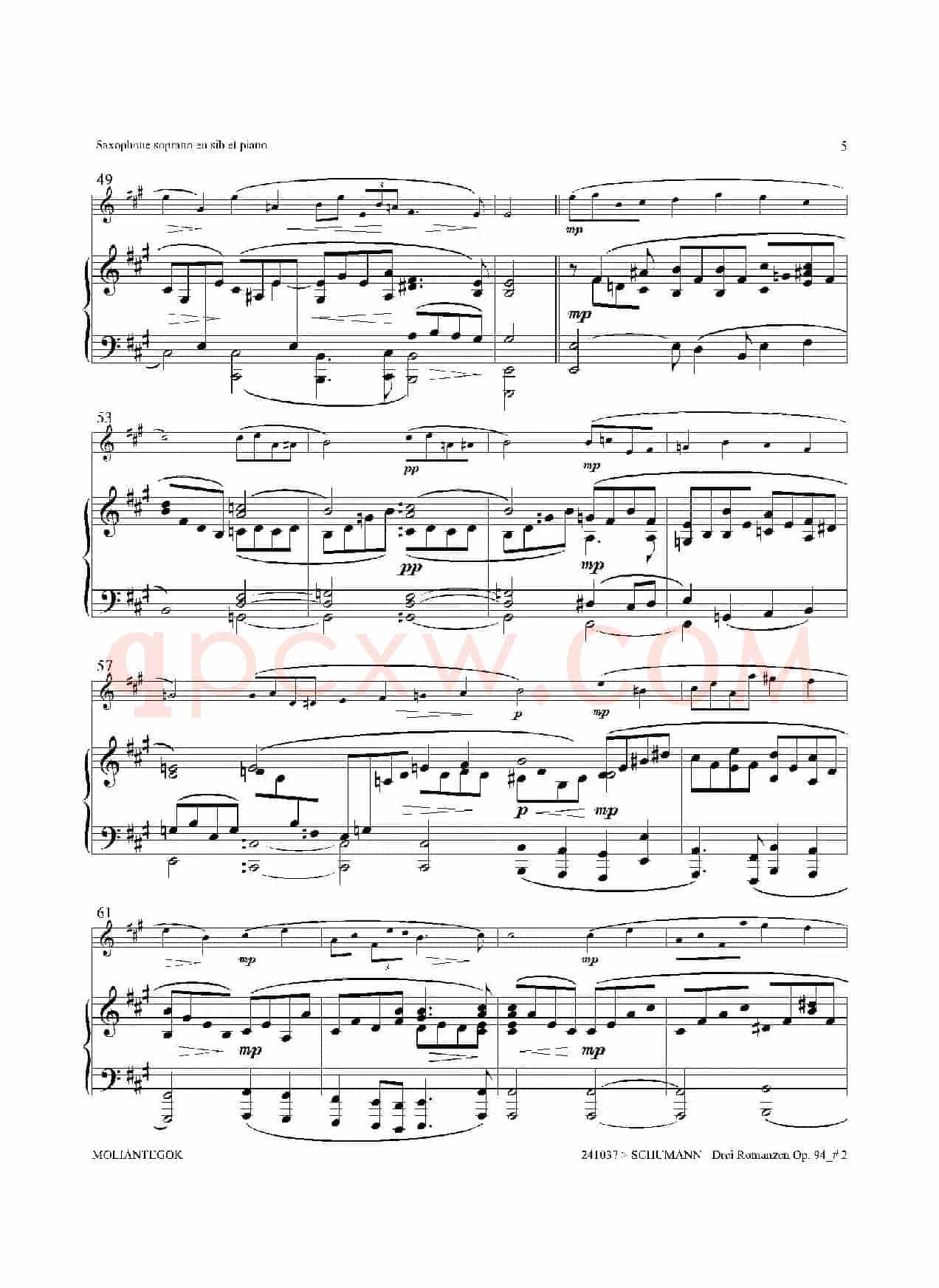 三首浪漫曲 Op.94（高音萨克斯+钢琴伴奏）