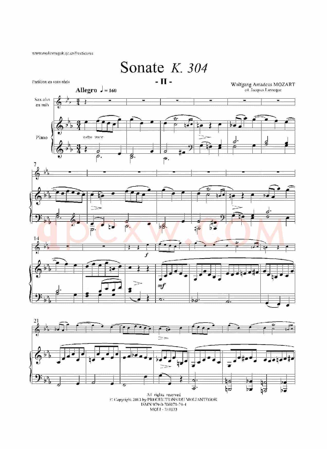 奏鸣曲 Op.304（中音萨克斯+钢琴伴奏）