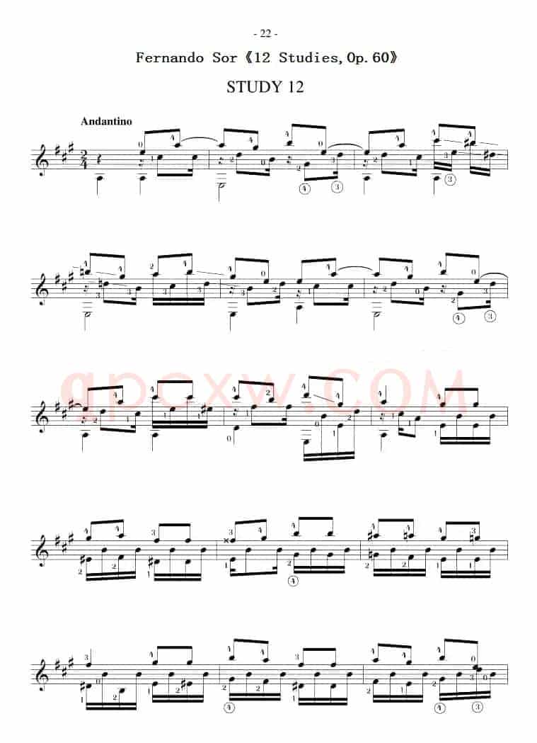 Fernando Sor《12 Studies,Op.60》（STUDY 12）