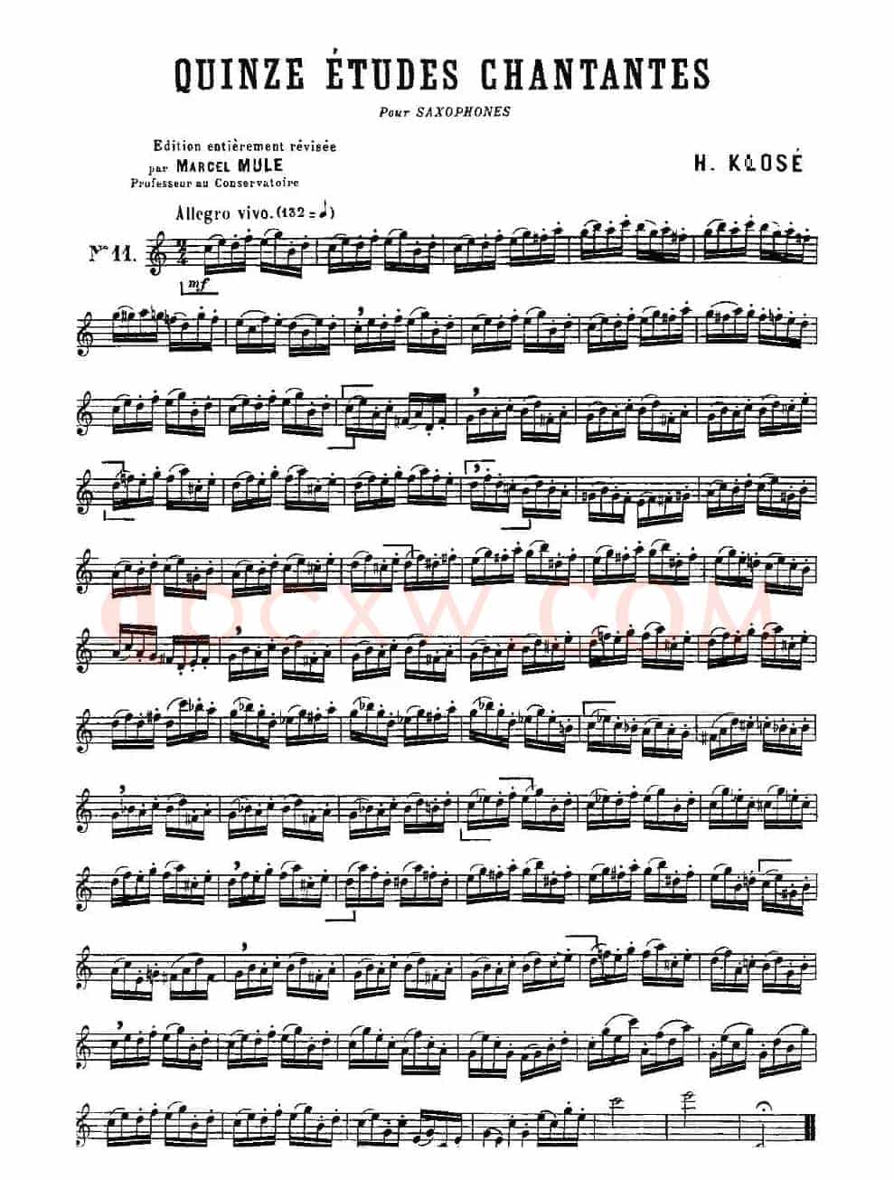Klose Etudes Chantantes Pour Saxophone（练习曲之十一）