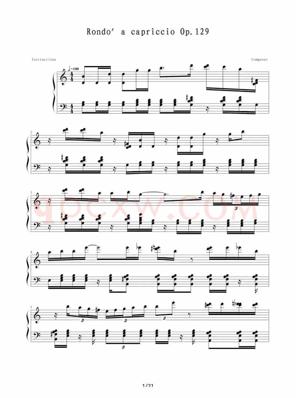 Rondo' a capriccio OP.129（绮想旋曲）