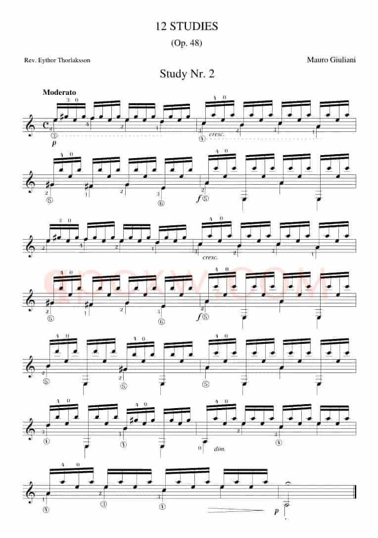 Mauro Giuliani《12 Studies,Op.48》（STUDY 2）