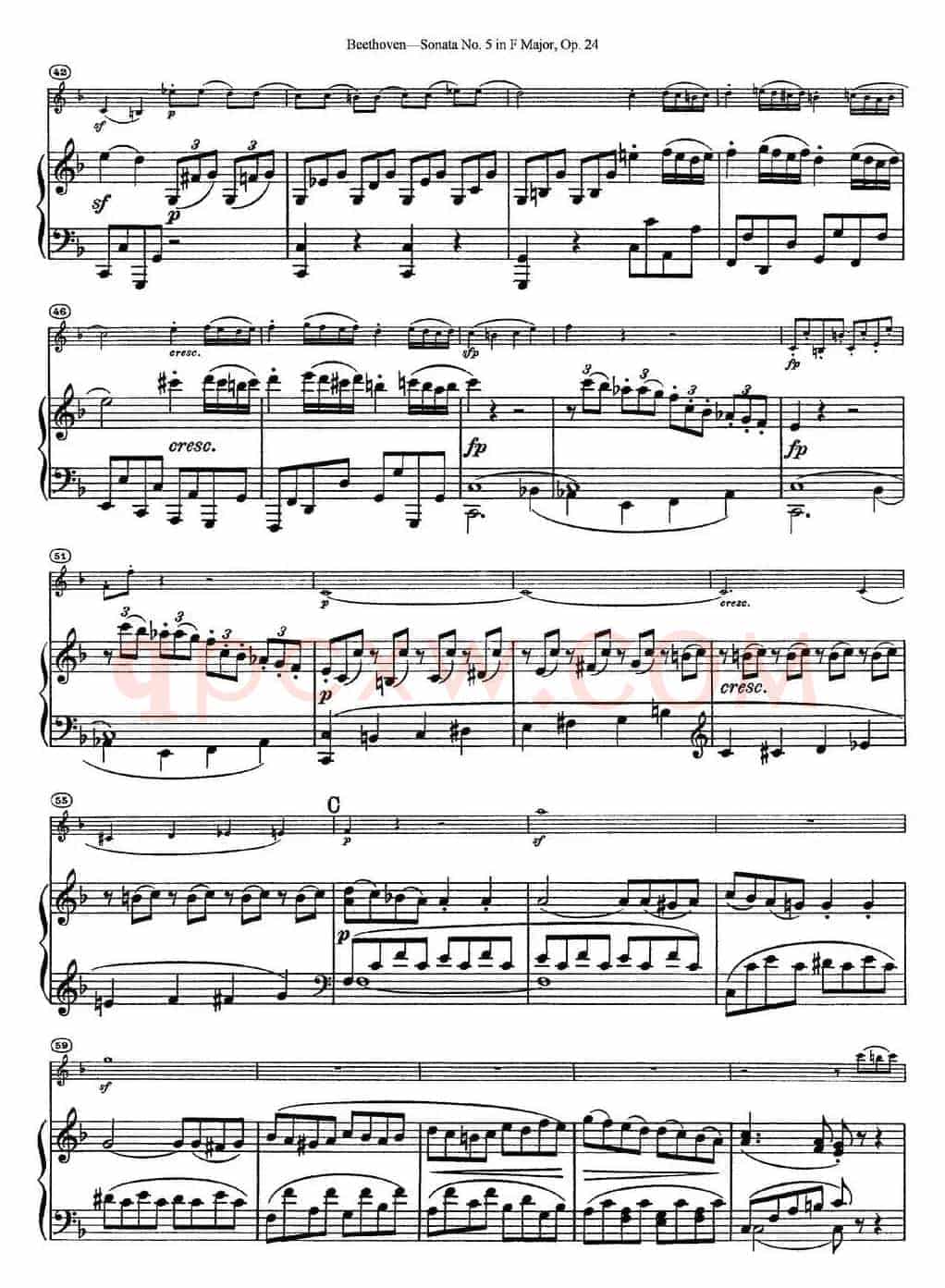Violin Sonata No.5 in F Major Op.24（小提琴+钢琴伴奏）